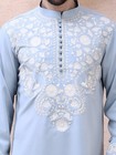 Frosted Bloom     Floral Embroidered Designer Kurta     Pastel Ice Blue