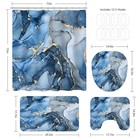 4pcs Gold Marble Shower Curtain Sets With Rugs  Abstract Bathroom Sets Blue
