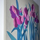 Rare Vtg    81 Canvas Screen Print 3d Puffy Fabric Mcm Wall Art Picture 28x28 Iris