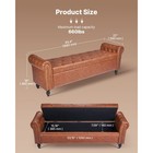Button-tufted Storage Ottoman Bench Rolled Arm Pu Leather Solid Wood Legs Brown