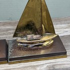 Vintage Mcm Solid Brass And Bronze Sailboat Nautical Bookends