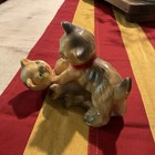 Playful Kittens Vintage Retro Chalkware Figurine Two Kittens Wrestling Cute 