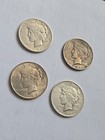 Lot Of 4 Peace Dollar Silver Coins Circulated 