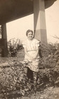 Original Old Vintage Antique Outdoor Photo Picture Woman Girl Dress House Porch