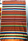 Vintage 50s Large Hand Made Mexican Saltillo Serape Blanket Browns Blues 7  X 4 