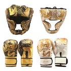 2 Pairs Head Guard   14oz Boxing Gloves Mma Training Sparring Protective Gears