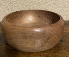 Solid Wood Bowl Hand Turned Lathe Hand Carved 7    Signed Artisan Matte