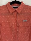 Columbia Pfg Women s Vented Fishing Sleeveless Top Button Up Coral Polka Dots M