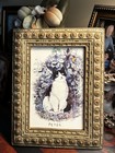 Louis Wain-  His Cat Peter- Framed Under Glass - Vintage - Hand Tinted