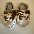Vintage Baby Deer Trim Foot Shoes White Brown Oxford Saddle Shoe Baby Doll 