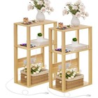 Narrow Side Table W  Charging Station Ac Outlet Usb Ports Small Spaces