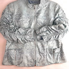 Y2k Anthracite By Muse Women Jacket Blazer Sz 14 Snakeskin Silver Zip Lined Pock