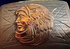 Vintage Antique 900 Gold   800 Silver Native American In Headdress Belt Buckle 