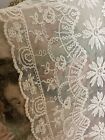 Antique 1900-1920s French Tambour Lace Table Runner Cotton Netting  a