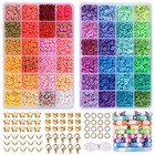 Pcs Clay Beads For Bracelet Making Kit 48 Colors Flat Round 4800 Rainbow