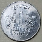 India - 1 Rupee 2001 -  km 92 2      Uncirculated Stainless Steel Coin Mumbai Mint