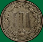 1881 Three Cent Nickel Almost Uncirculated Au Coin  45966