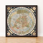 1587 Urbano Monte Flat Earth World Map Poster Vintage Cartography Wall Art Print