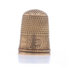 Yellow Gold Victorian Scrolling Fern Thimble 14k Mono Antique Sewing Tool Size 6