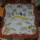 Vintage 1950   s Cuba Souvenir Scarf   Map    holiday Isle Of The Tropics    29  X 28 