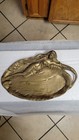 Antique Art Nouveau Brass Decorative Tray Dish plaque Female Relief Sculpture 