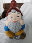 Vintage Ceramic Pottery Garden Gnome Hand Painted Red Blue Yellow 8 5 Inch