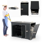 53 Inch Kitchen Island Wood Storage Cabinet Tilt-out Trash Can Island Table Blue