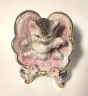 Sugar Glazed Kitten Sitting In Chair Porcelain Figurine 1950s Japan