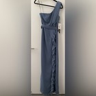 White By Vera Wang Ruffled One-shoulder Dress Bridesmaid Wedding Size 2 Xs Blue