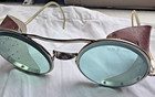 Vtg Steampunk Sunglasses Ww2 Matsuda Gaultier Greenlens  Leather Shields