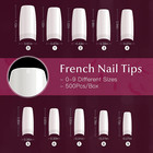 Krofaue 500pcs Half Cover False Nails Tips - Acrylic Nail Tips 10 Sizes Lady Fre