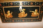 Antique Indian Rajasthani Mughal Wedding Box Dowry Chest Handpainted Wood Panels