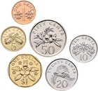 Singapore  Coins Set  1  6 Coins  Aunc-unc  1997-2010