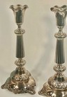 Antique Norblin   Co Silverplated Shabbat Candlesticks  Warsaw  Poland  Ca  1880