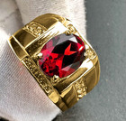 Red Ruby Gemstone 14k Solid Yellow Gold Handmade Men s Ring Men s Jewelry