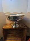  vtg Sheridan Mid Century Modern Silver Plated Punch Bowl Set W  12 Cups