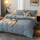 Janlive Washed Cotton Duvet Cover Oueen Ultra Soft 100  Cotton Solid Color Gr   
