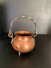 Copper Cauldron Planter Hammered Miniature Wrought Iron Footed West Germany