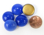 Vintage Czech Blue Opal Glass Cabochons 18mm Round W  Gold Foil Flat Back  4 