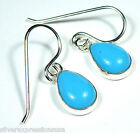 7x10mm Teardrop Sleeping Beauty Turquoise 925 Sterling Silver  Dangle Earrings