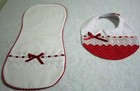 Burp Cloth And Bib For Girls Red And White Polka Dot Set