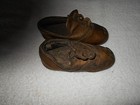 Early Antique Primitive Pair Of Girls Button Up Shoes 