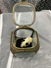 Vintage Ormolu Beveled Glass Jewelry Casket Trinket Box