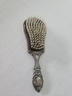 Vintage Silver Plated Hair Brush Ornate Raised Floral Vanity Piece Art Nouveau