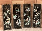 Mid Century  4  Asian Mother Of Pearl Wall Plaques  Hand-crafted 36 x12 