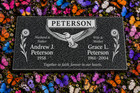 Custom Gray Granite Companion Memorial Flat Grave Marker Headstone