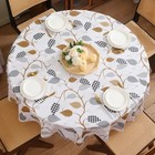 Round Vinyl Tablecloth With Flannel Backing Waterproof Oil-proof Pvc Table Cl   