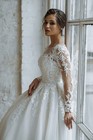 Princess Wedding Dress Long Sleeves Square Neck Lace Applique Corset Bridal Gown