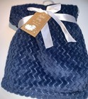 New Stylish Baby Soft Flannel Fleece Baby Infant Throw Blanket Dark Blue Zigzag