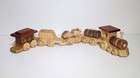 Handmade Wooden Dark   Light Wood Train Set Toy Unpainted 5 Piece 22  Long Euc